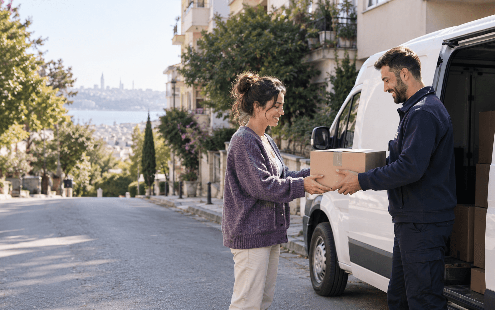 Bir taşıyıcı ile göndericinin paket teslimi